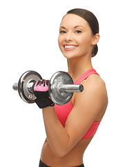 Image showing woman with dumbbells