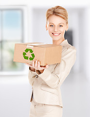 Image showing woman with recyclable box