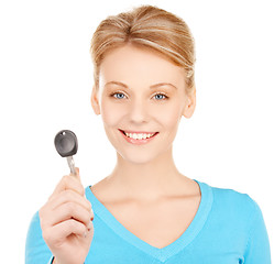 Image showing happy woman with car key