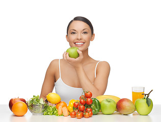 Image showing woman with fruits and vegetables