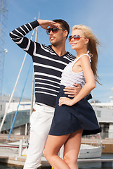Image showing happy young couple in port