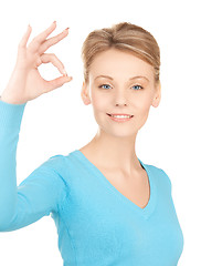 Image showing young woman showing ok sign