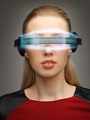 Image showing businesswoman with digital glasses