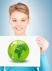 Image showing woman with illustration of green eco globe