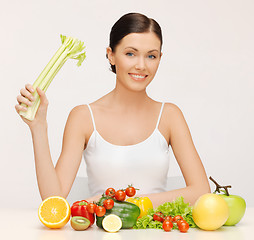 Image showing woman with fruits and vegetables