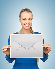 Image showing woman showing virtual envelope