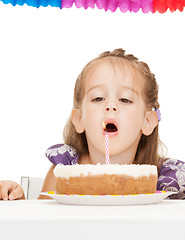 Image showing litle girl with birthday cake