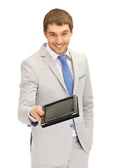 Image showing happy man with tablet pc computer