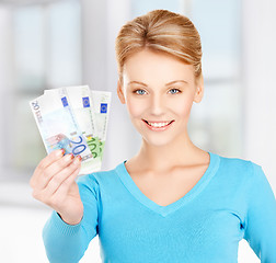 Image showing woman with euro cash money