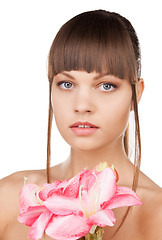 Image showing lovely woman with lily flower