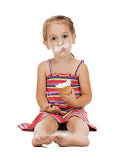 Image showing litle girl with ice cream