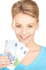 Image showing businesswoman with euro cash money