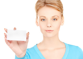 Image showing attractive businesswoman with business card