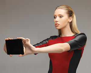 Image showing futuristic woman with tablet pc