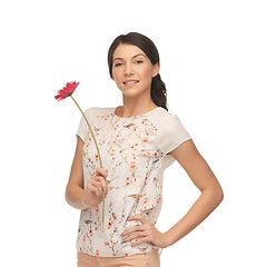 Image showing young and beautiful woman with flower