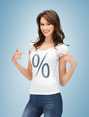 Image showing girl pointing at percent sign