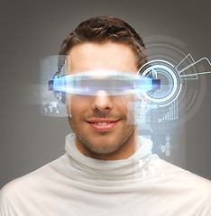 Image showing businessman with digital glasses