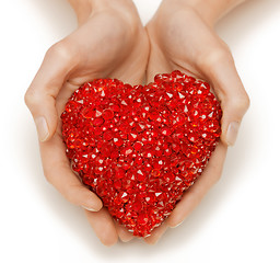 Image showing woman hands holding heart