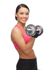 Image showing woman with dumbbells