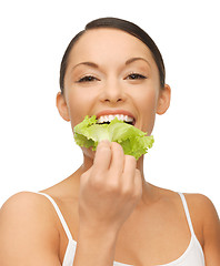 Image showing woman with lettuce