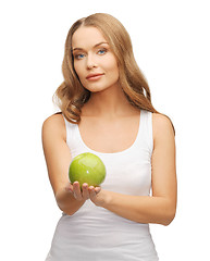 Image showing woman with green apple