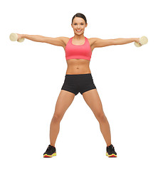 Image showing woman with dumbbells