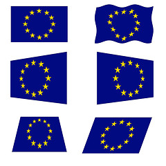 Image showing Six European Union Flags