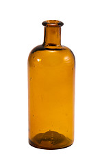 Image showing old yellow glass empty bottle isolated on white 