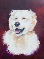 Image showing Painting of a white dog