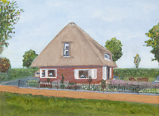 Image showing Painting of a house with a red road