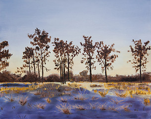 Image showing Painting of brown trees