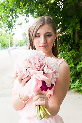 Image showing beautiful woman with flower...