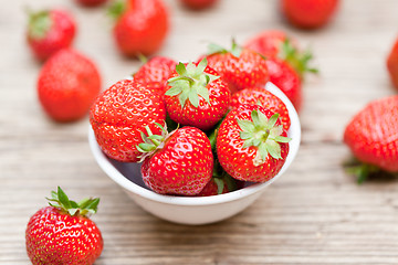 Image showing fresh tasty sweet strawberries macro closeup garden outdoor