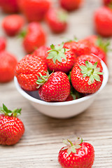 Image showing fresh tasty sweet strawberries macro closeup garden outdoor