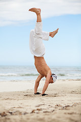 Image showing man is jumping sport karate martial arts fight kick