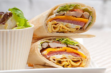 Image showing club sandwich pita bread roll