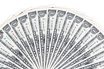 Image showing One dollar bills on a white background