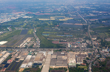 Image showing Aerial view over Bangkok suburb
