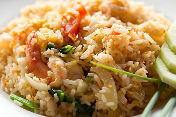 Image showing fried rice with shrimp close up