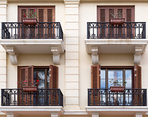 Image showing facade with balconies