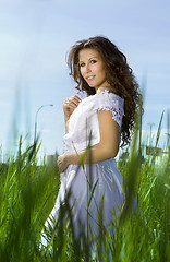 Image showing woman on green field 