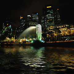 Image showing merlion singapore by night