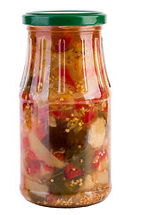 Image showing Braised eggplant conserved in glass jar