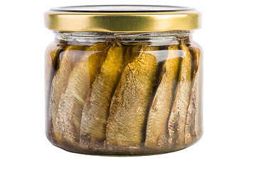 Image showing Sardines with oil conserved in glass jar