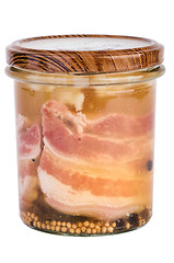 Image showing Canned jellied ham in glass jar