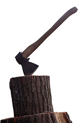 Image showing Stump with axe