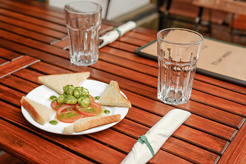 Image showing Healthy appetizer with  toast and gnocci