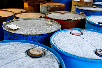 Image showing Chemical waste dump with a lot of barrels