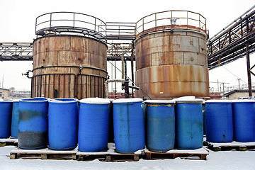 Image showing Chemical waste dump with a lot of barrels