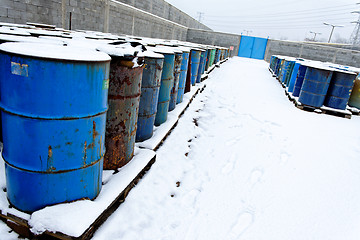 Image showing Chemical waste dump with a lot of barrels